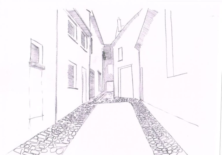 dessin rue pavée Magnac-Laval-ALUPA